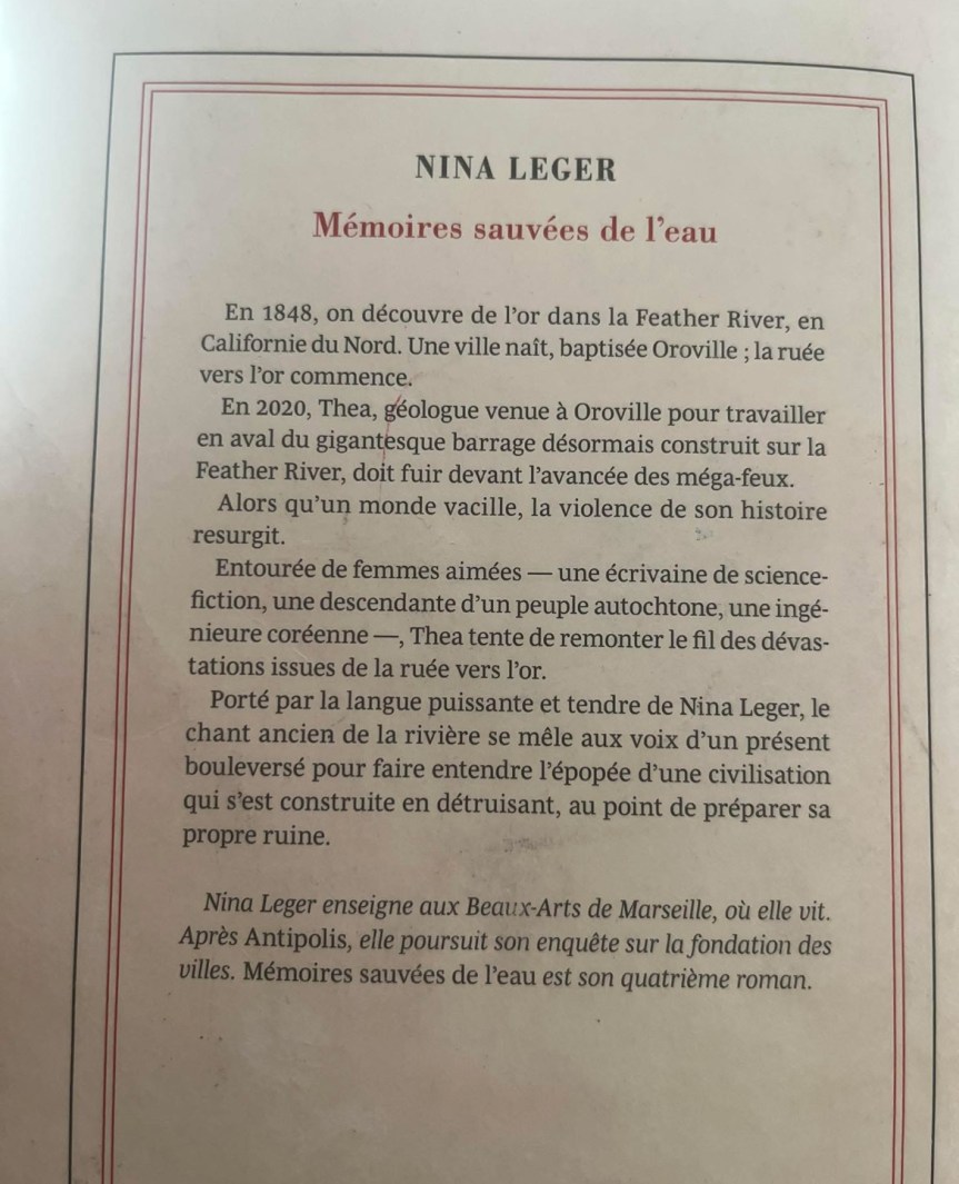Prix des lecteurs Vallée Sud Grand Paris : Mémoires sauvées de l’eau, Nina&nbsp;Léger
